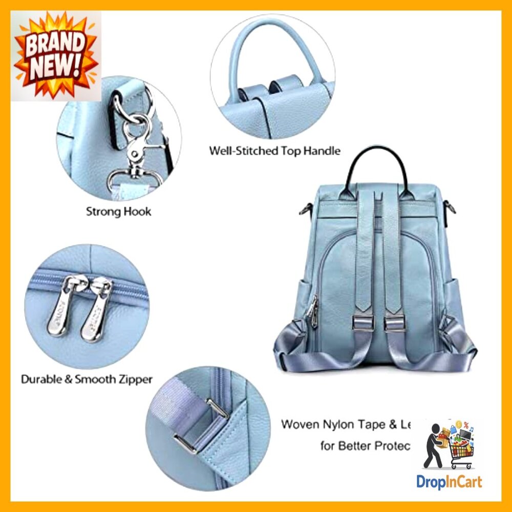 Leather Backpack Purse Antitheft Convertible Ruck… - image 5